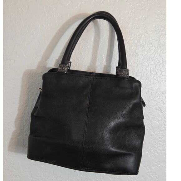 Fossil Leather Shoulder Bag Purse Handbag Black 3 Compartment‎ Lined CLEAN - Picture 8 of 14